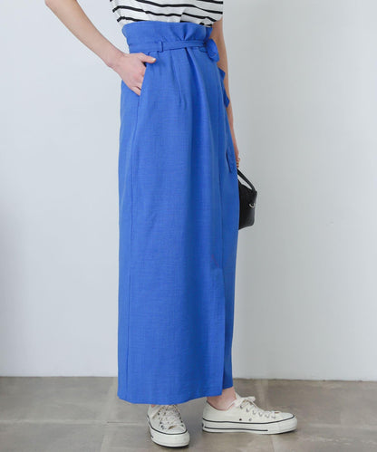 含XS及TALL尺碼 亞麻感高腰裹身半身裙