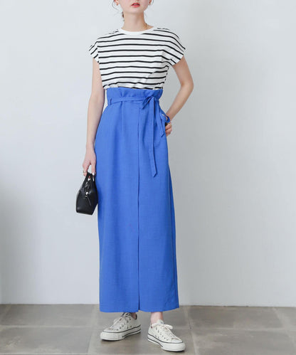 含XS及TALL尺碼 亞麻感高腰裹身半身裙