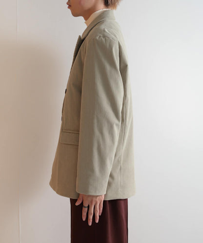 「套裝可搭配」燈芯絨雙排扣寬鬆西裝外套