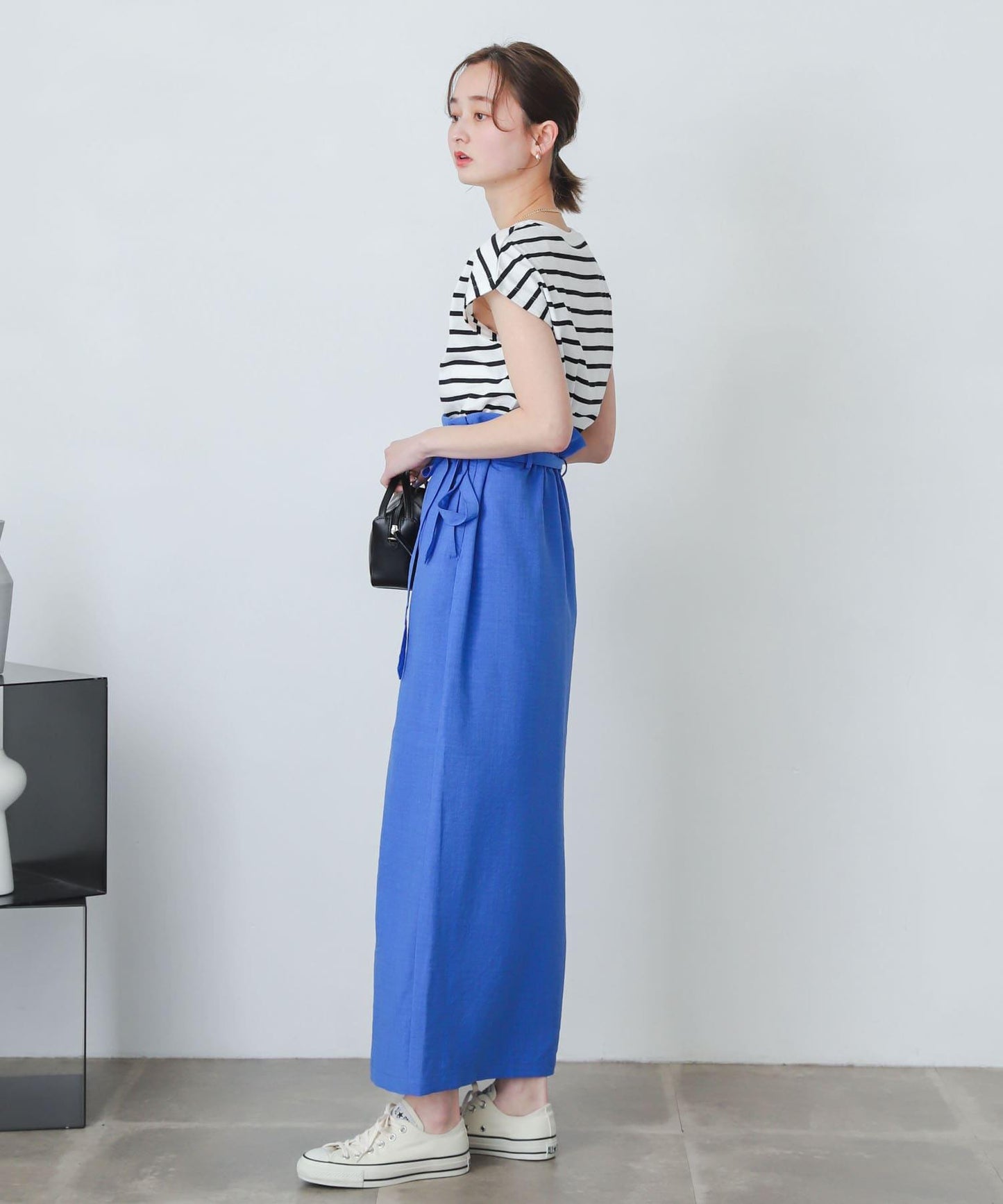 含XS及TALL尺碼 亞麻感高腰裹身半身裙