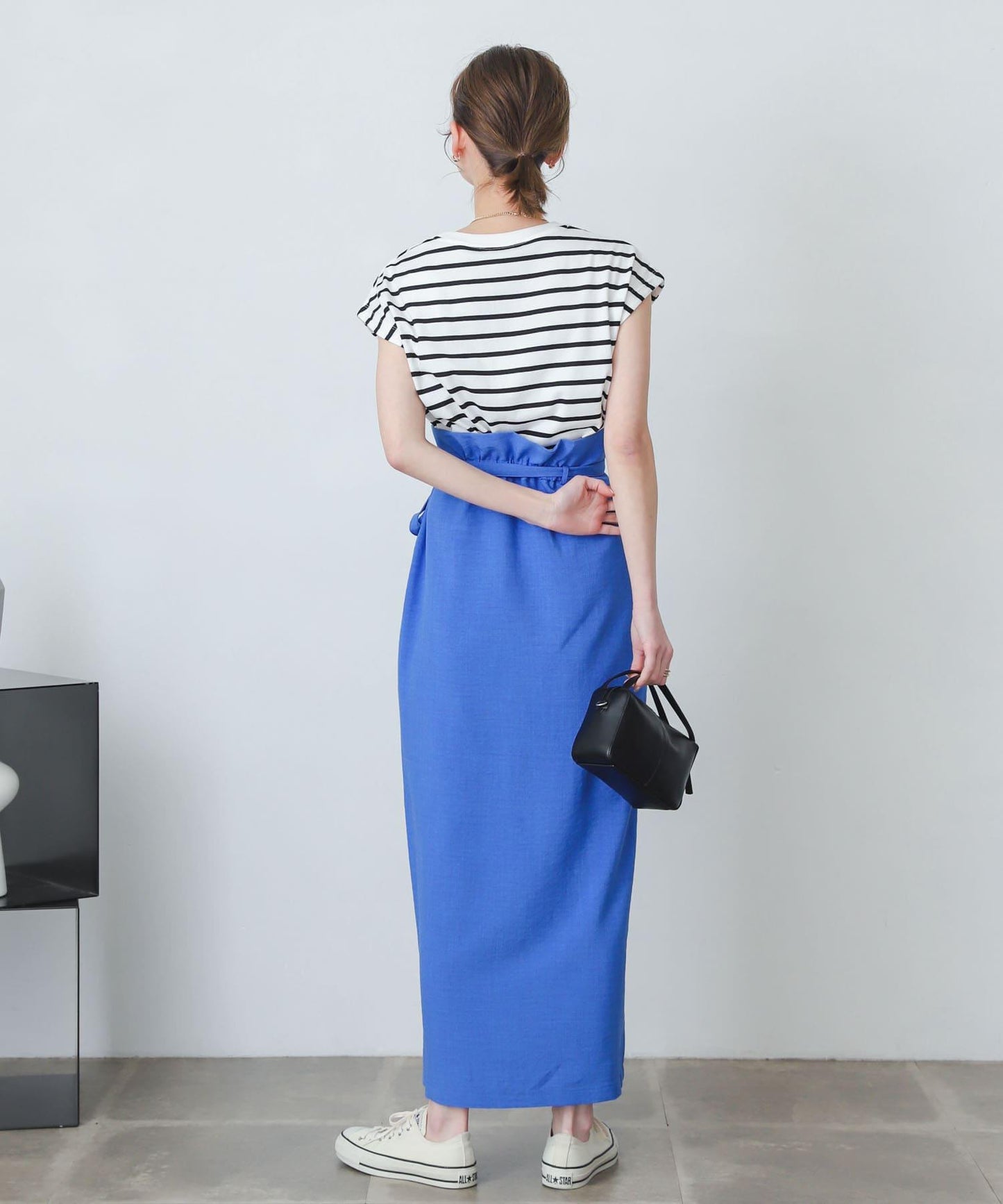 含XS及TALL尺碼 亞麻感高腰裹身半身裙