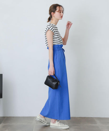 含XS及TALL尺碼 亞麻感高腰裹身半身裙