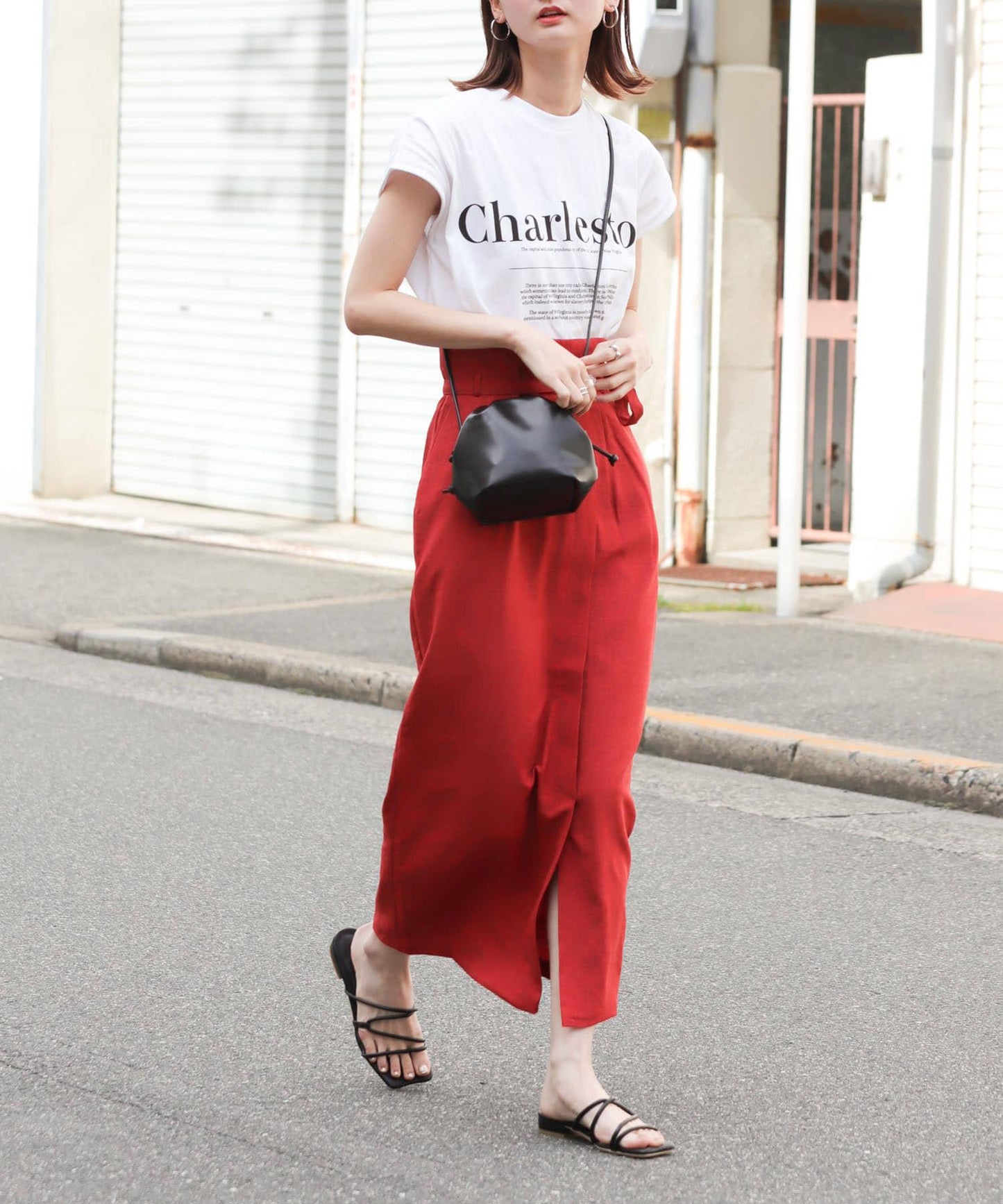 含XS及TALL尺碼 亞麻感高腰裹身半身裙