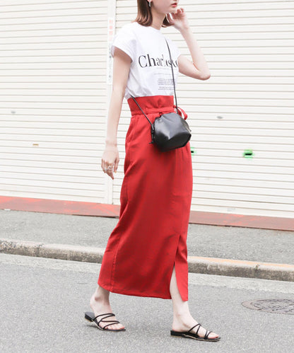 含XS及TALL尺碼 亞麻感高腰裹身半身裙