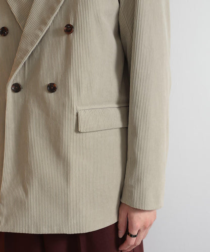 「套裝可搭配」燈芯絨雙排扣寬鬆西裝外套