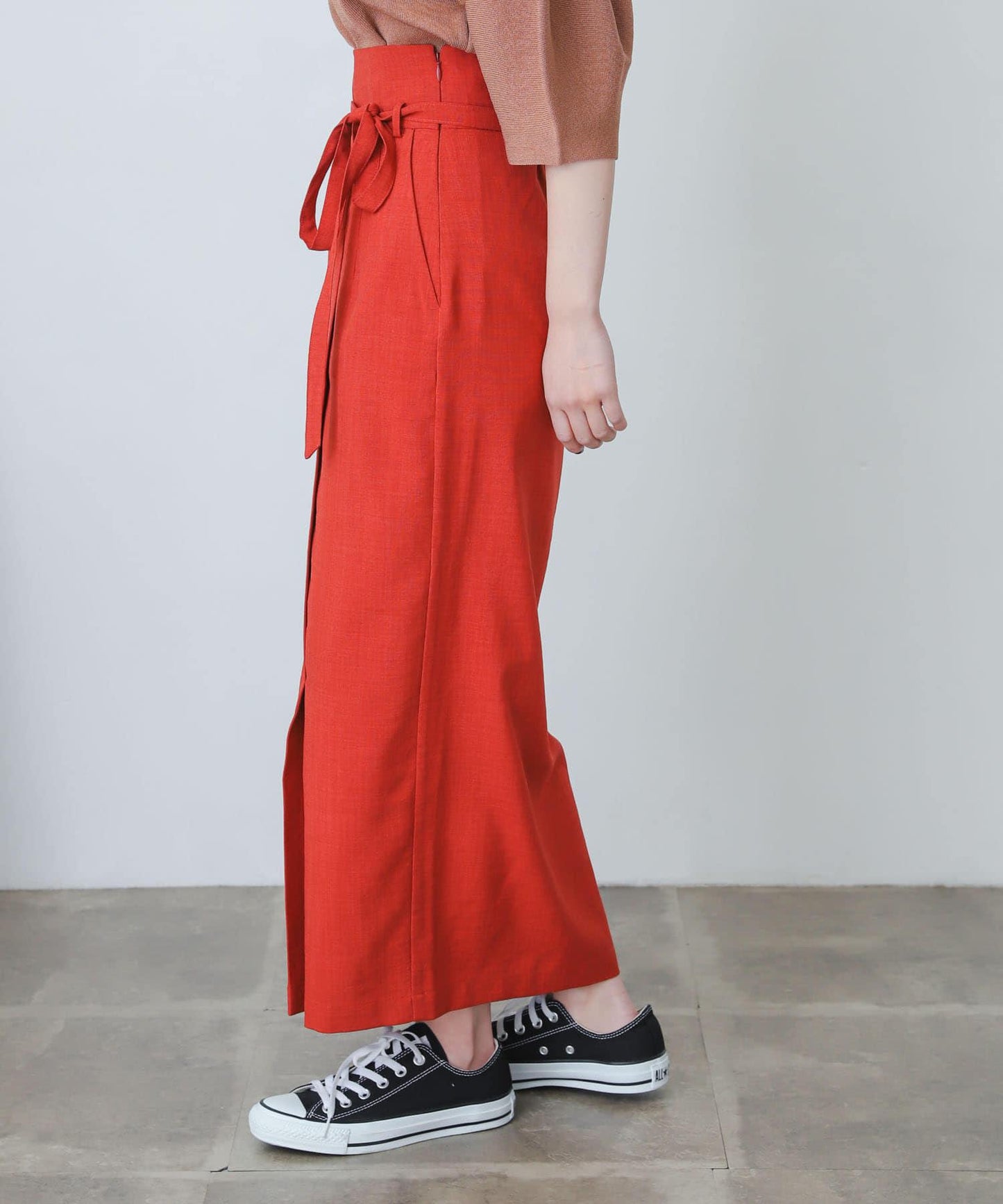 含XS及TALL尺碼 亞麻感高腰裹身半身裙