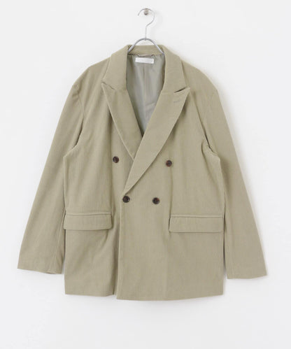 「套裝可搭配」燈芯絨雙排扣寬鬆西裝外套