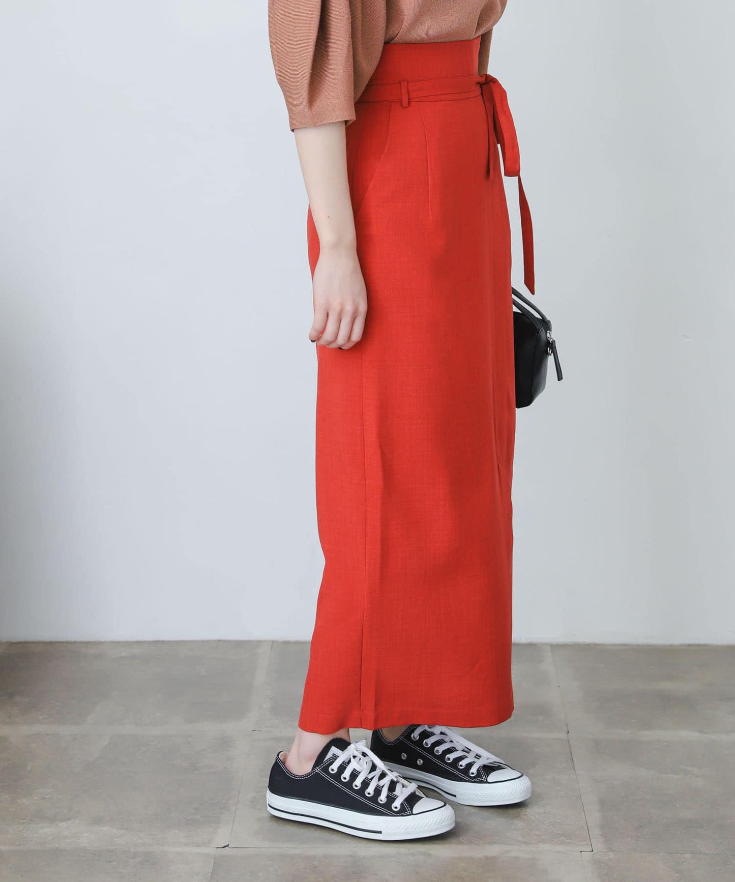 含XS及TALL尺碼 亞麻感高腰裹身半身裙