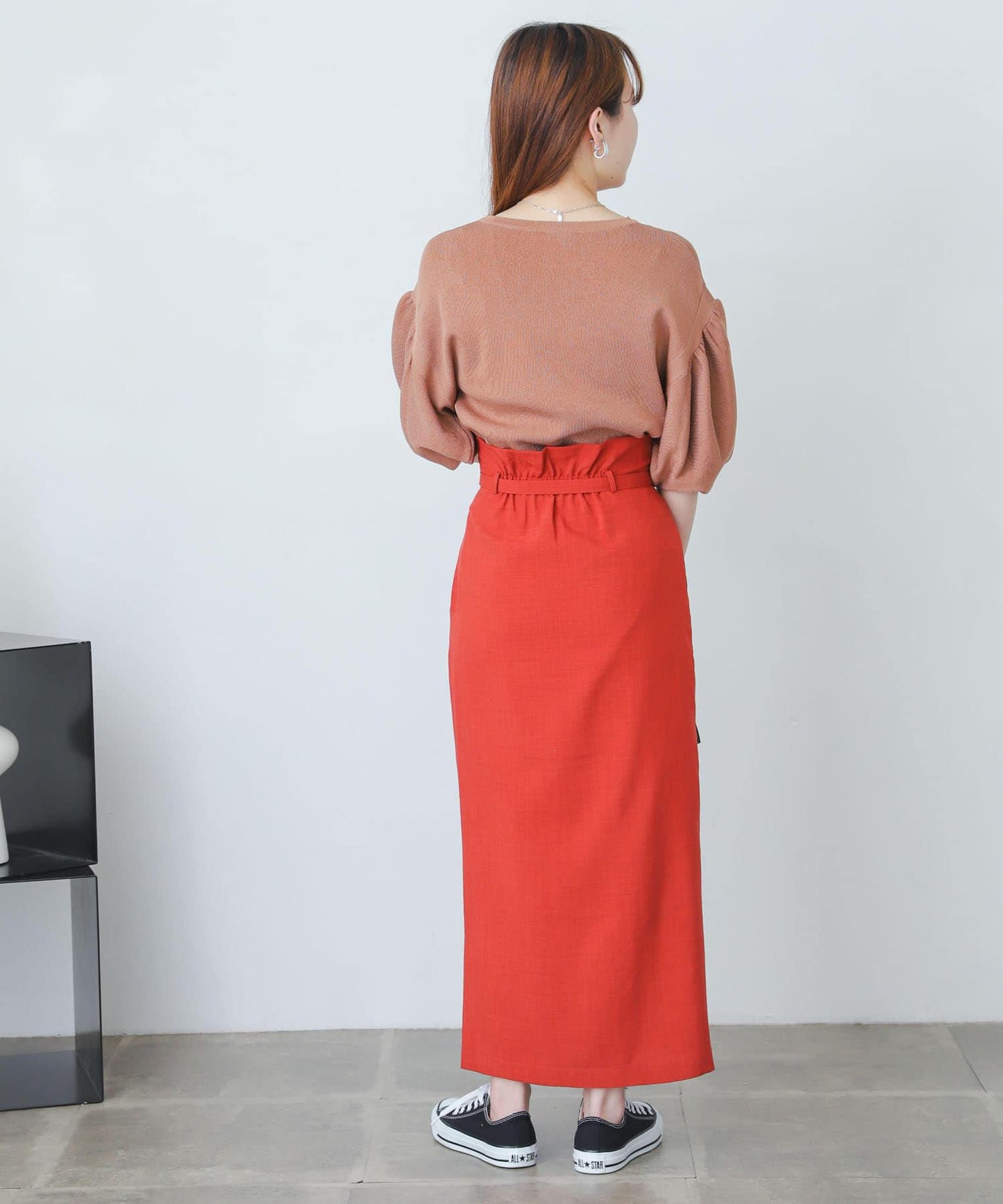 含XS及TALL尺碼 亞麻感高腰裹身半身裙