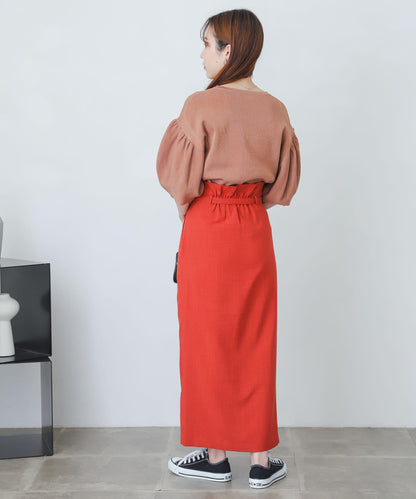 含XS及TALL尺碼 亞麻感高腰裹身半身裙