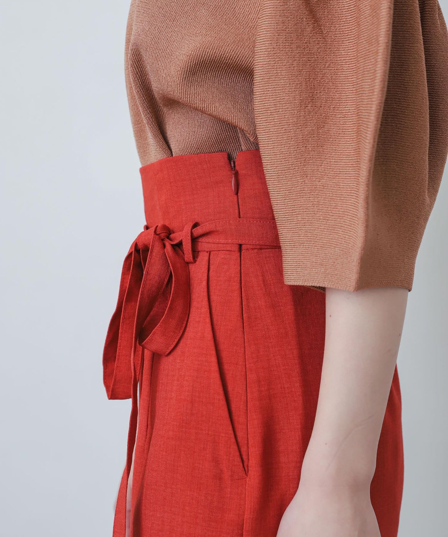 含XS及TALL尺碼 亞麻感高腰裹身半身裙