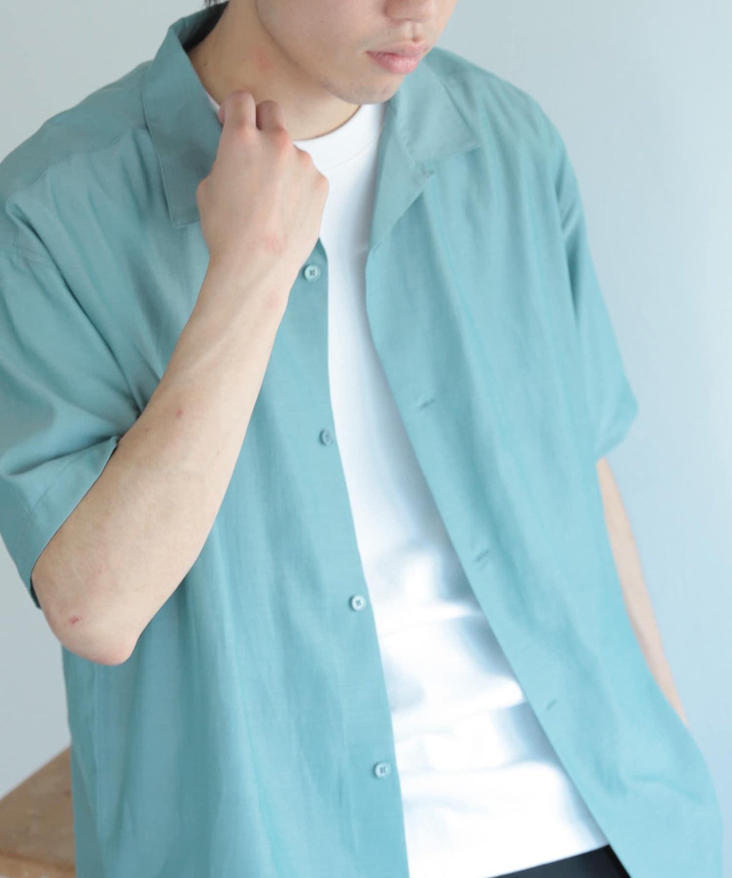 透視香檳色開領襯衫