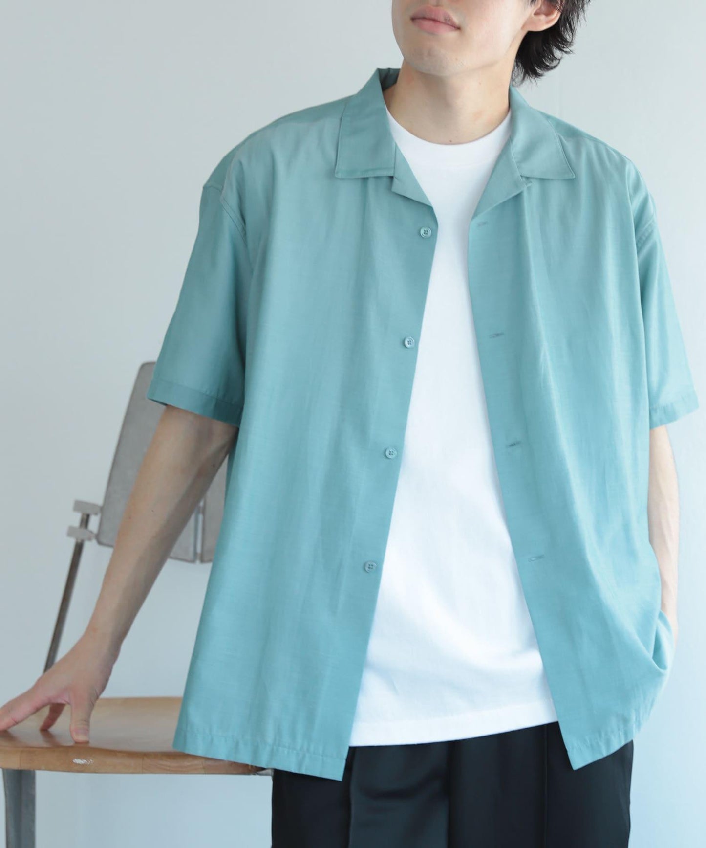 透視香檳色開領襯衫