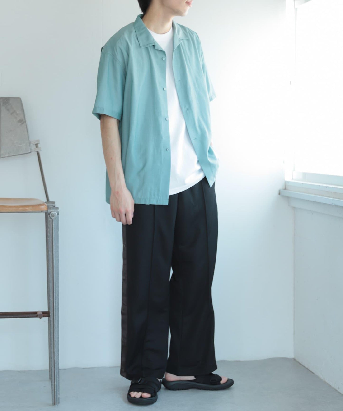 透視香檳色開領襯衫