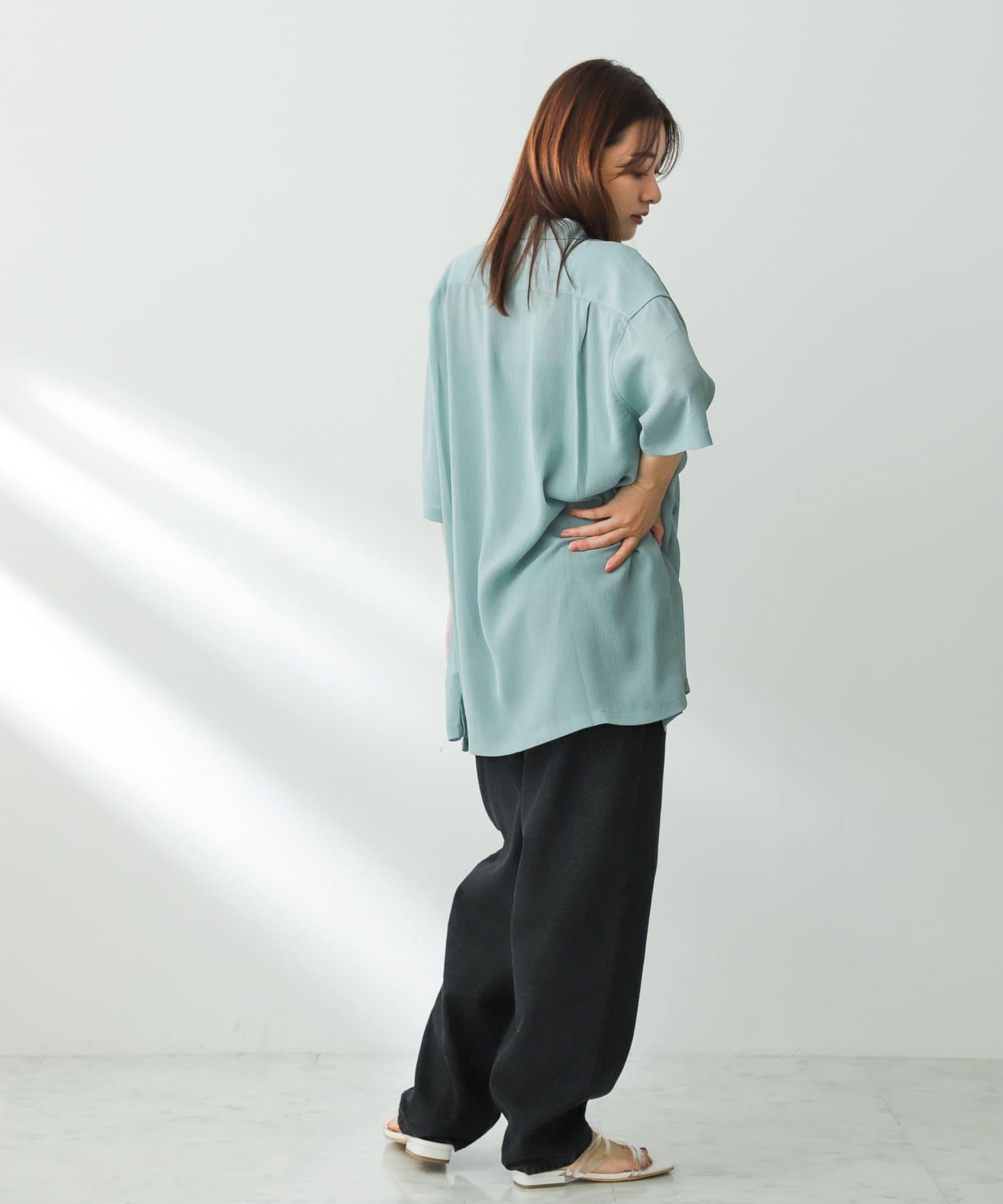 透視香檳色開領襯衫