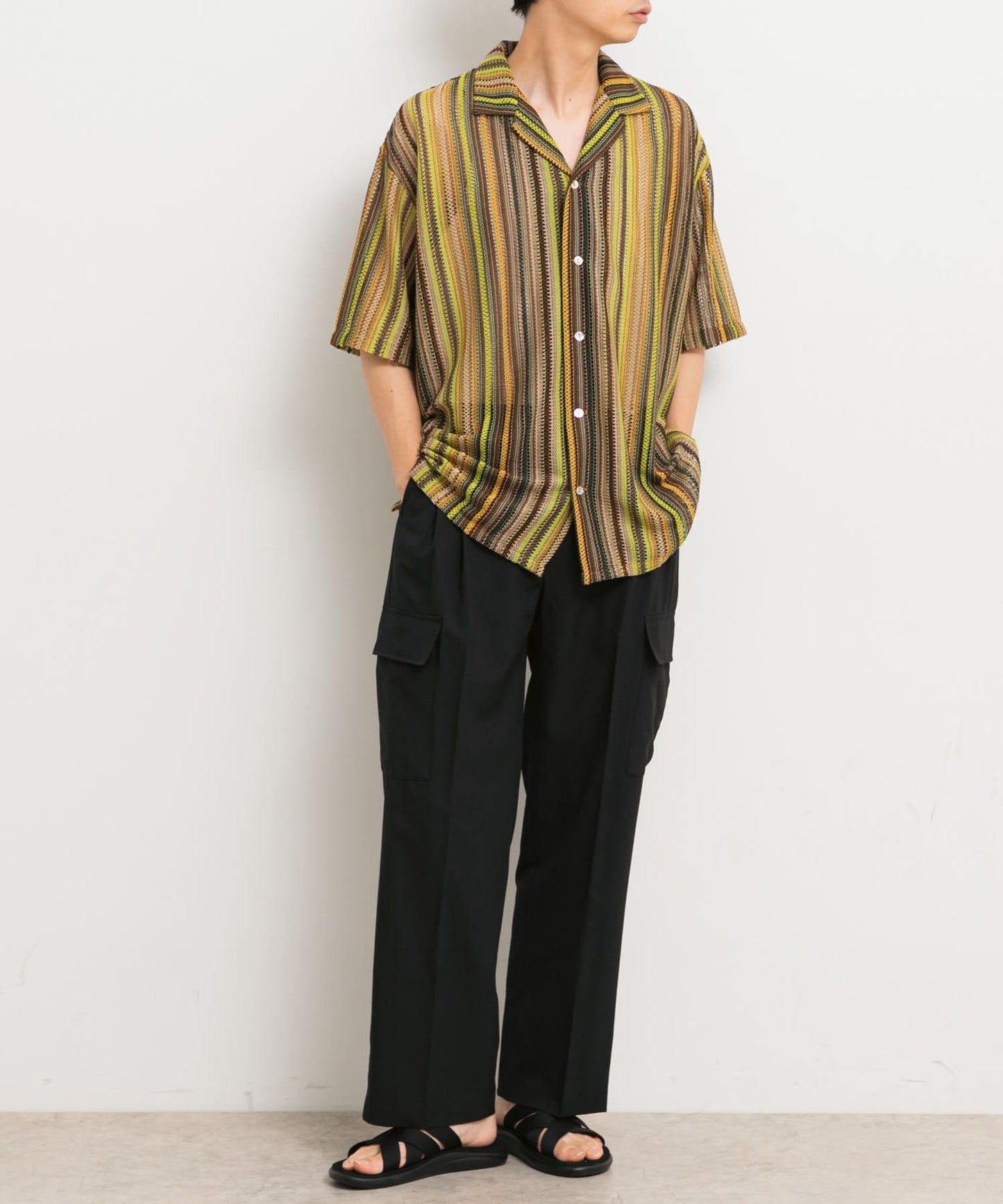 科技感中縫壓褶工裝休閒褲