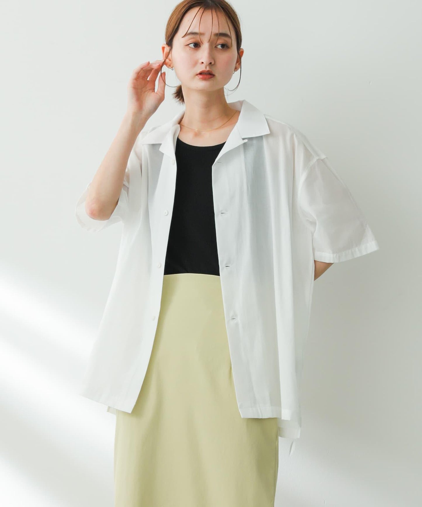 透視香檳色開領襯衫