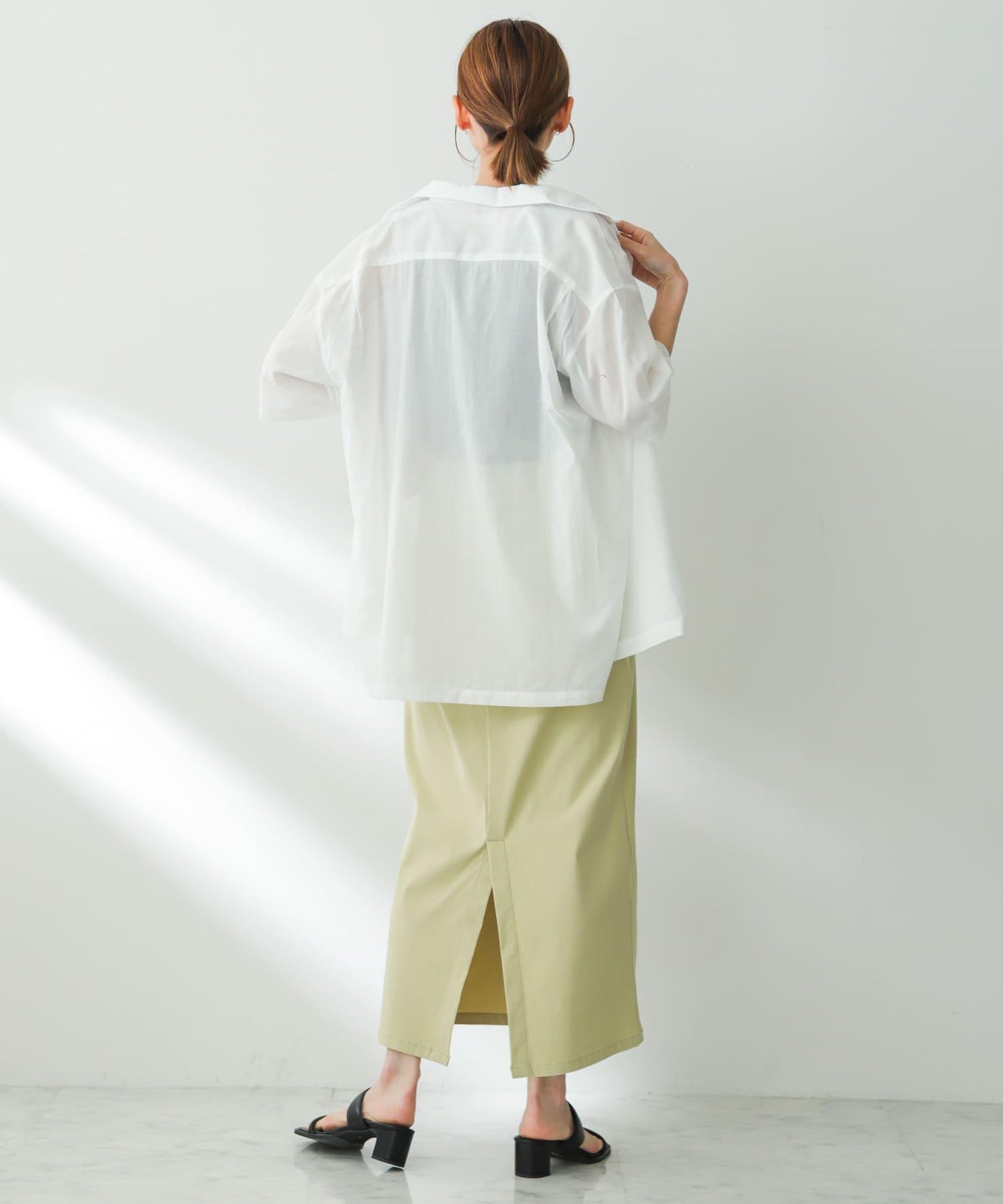 透視香檳色開領襯衫