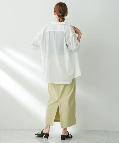 透視香檳色開領襯衫