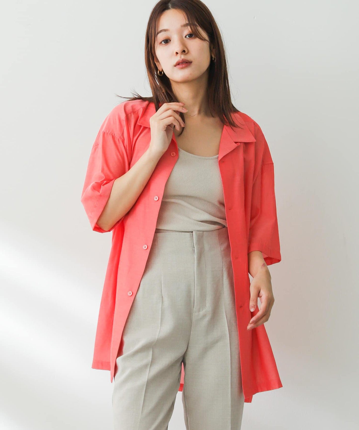 透視香檳色開領襯衫