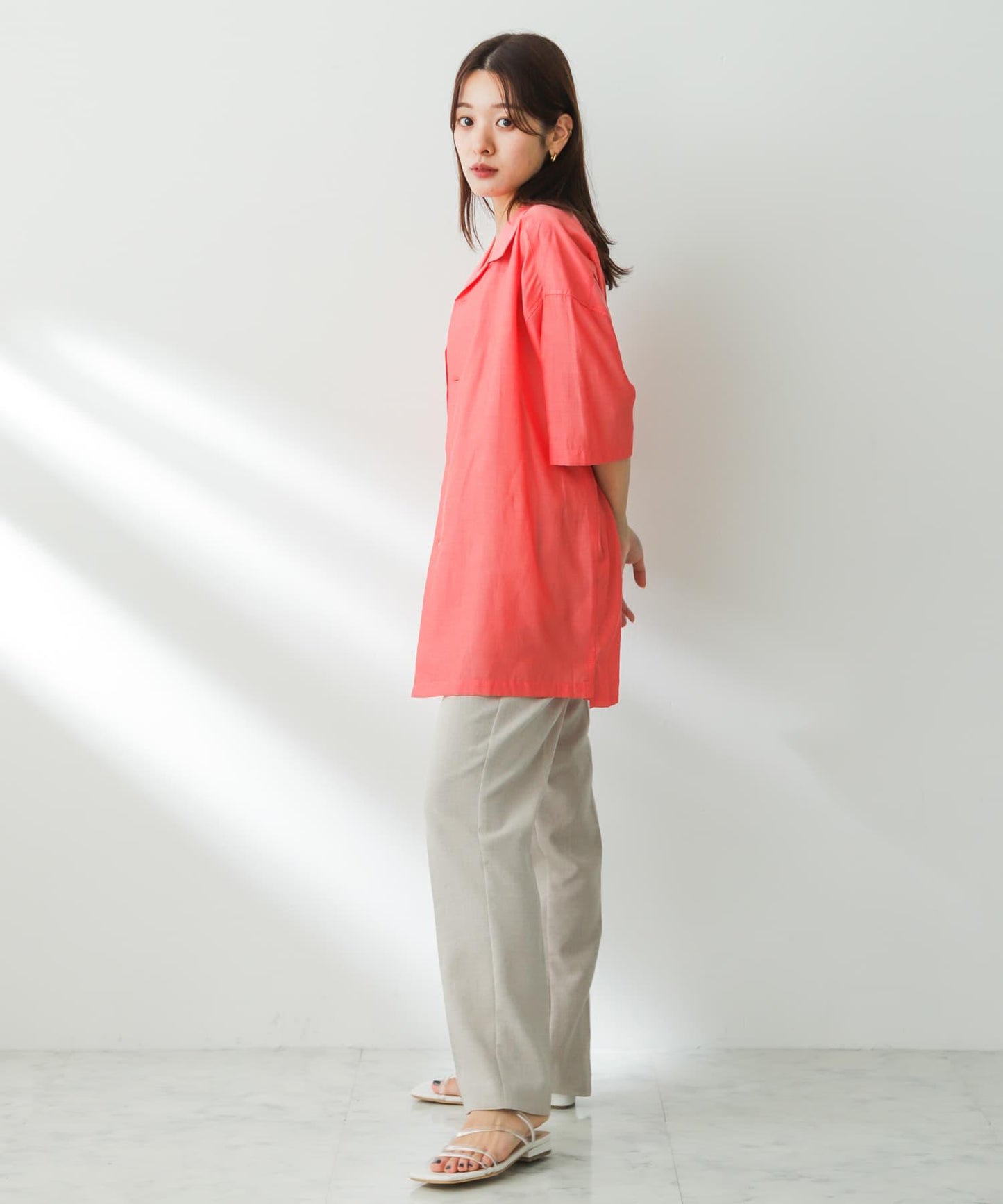 透視香檳色開領襯衫