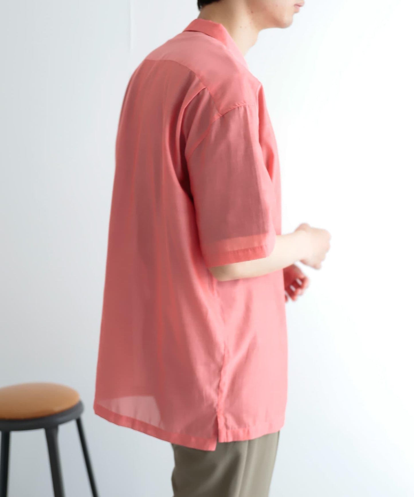 透視香檳色開領襯衫