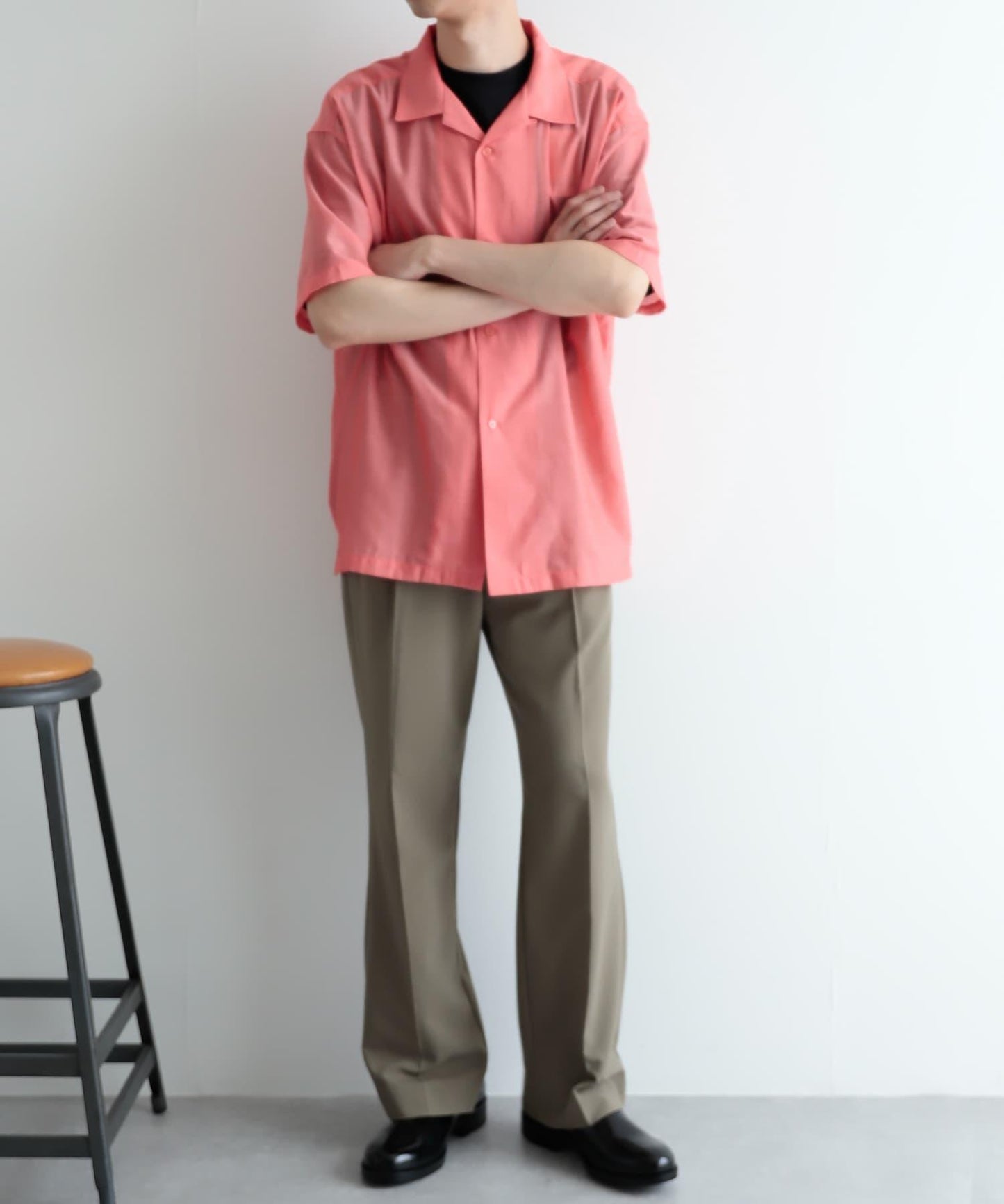 透視香檳色開領襯衫