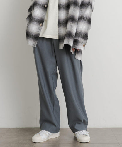 羊毛感雙褶寬腿褲