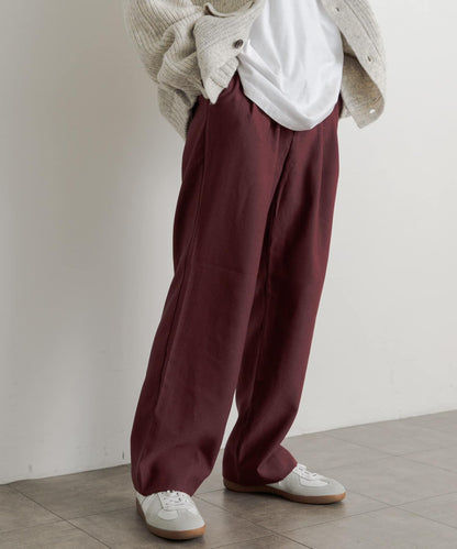 羊毛感雙褶寬腿褲