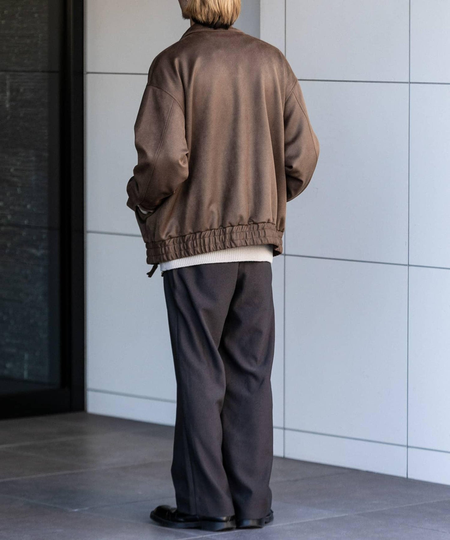 羊毛感雙褶寬腿褲