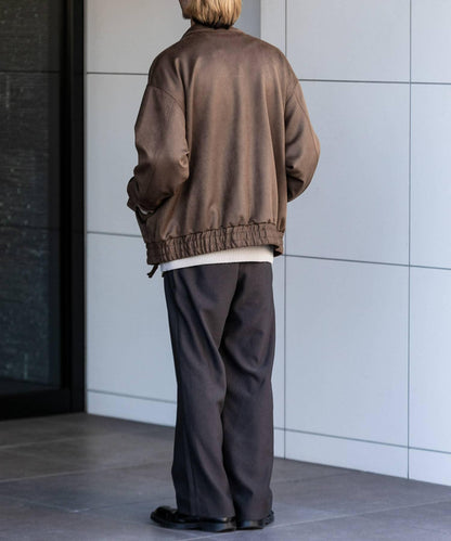 羊毛感雙褶寬腿褲