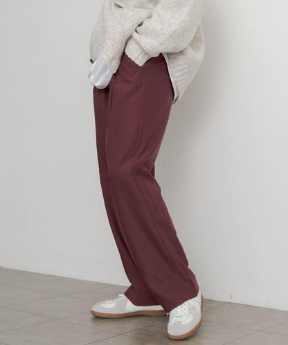 羊毛感雙褶寬腿褲