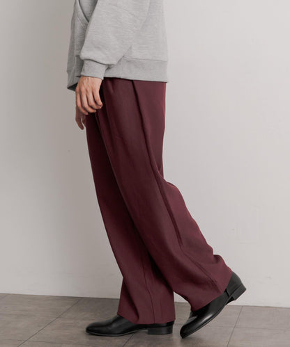 羊毛感雙褶寬腿褲
