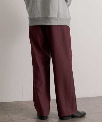 羊毛感雙褶寬腿褲