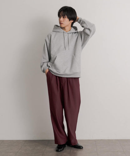 羊毛感雙褶寬腿褲