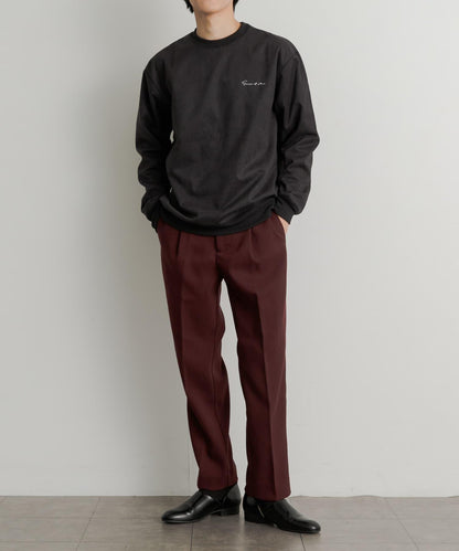 硬挺斜紋中線直筒褲