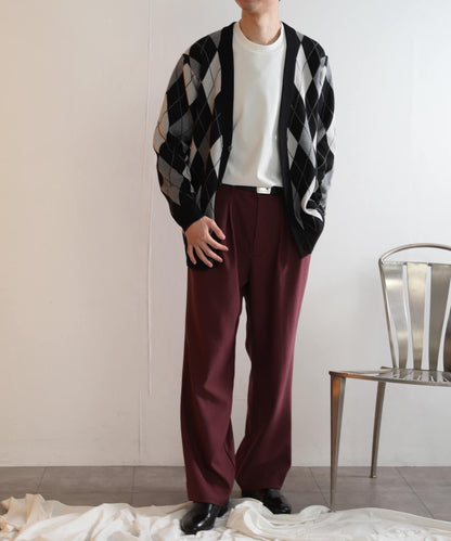 羊毛感雙褶寬腿褲