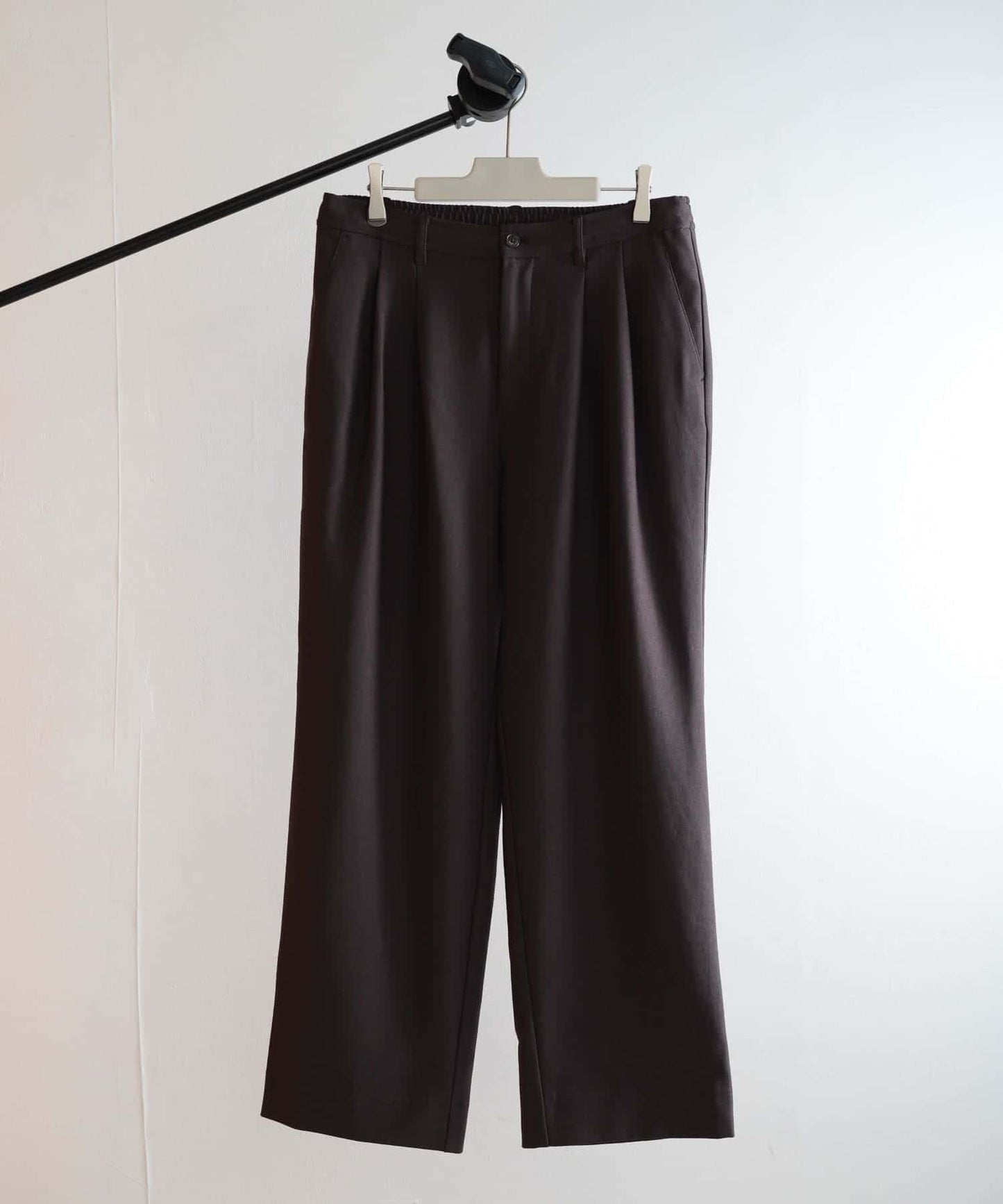 羊毛感雙褶寬腿褲