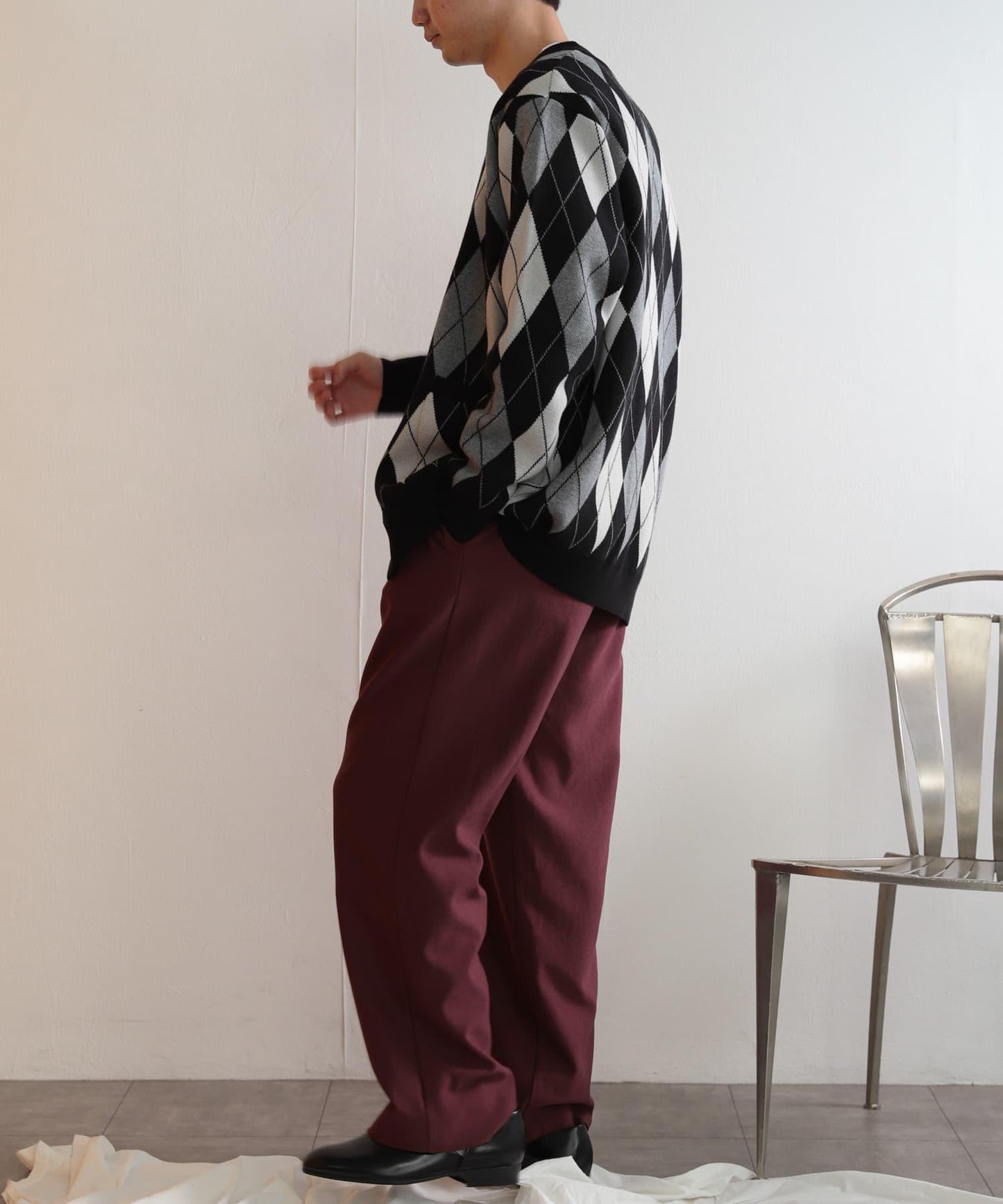 羊毛感雙褶寬腿褲