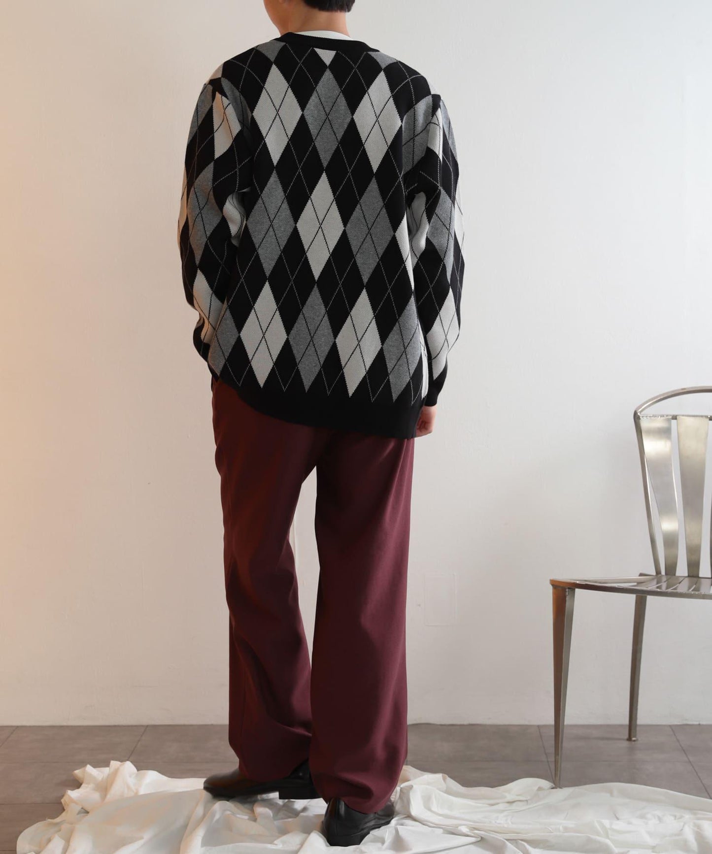 羊毛感雙褶寬腿褲