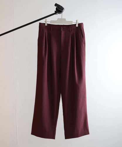 羊毛感雙褶寬腿褲