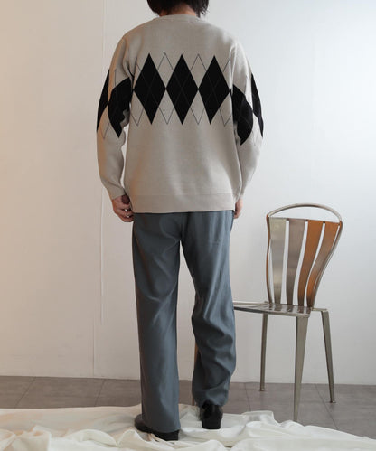 菱格圓領毛衣