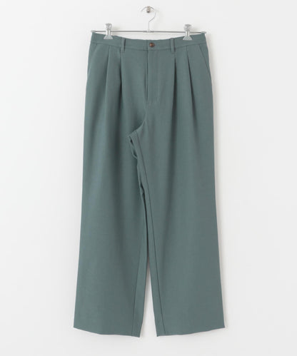 羊毛感雙褶寬腿褲