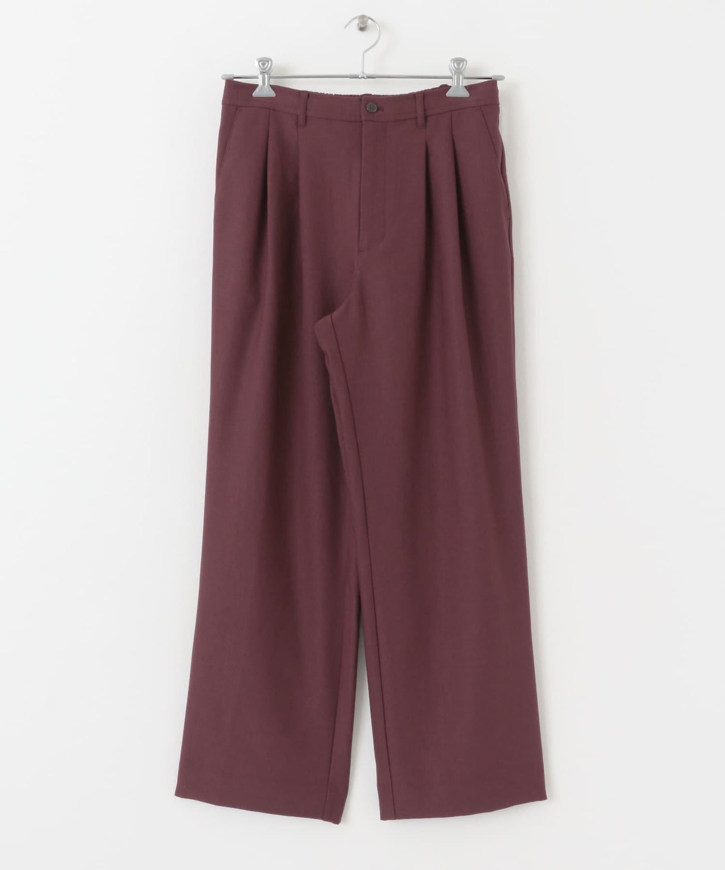 羊毛感雙褶寬腿褲