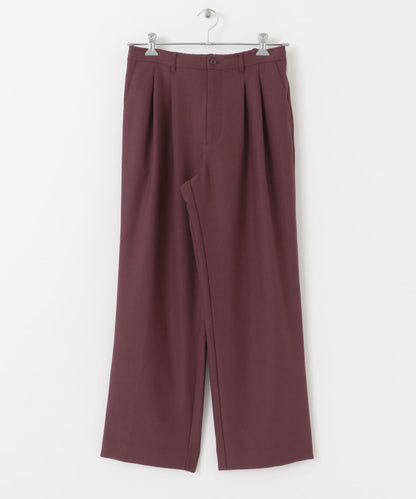 羊毛感雙褶寬腿褲