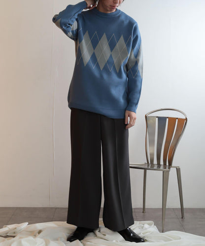 菱格圓領毛衣