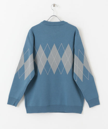 菱格圓領毛衣