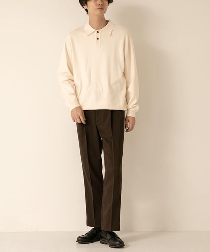 硬挺斜紋中線直筒褲