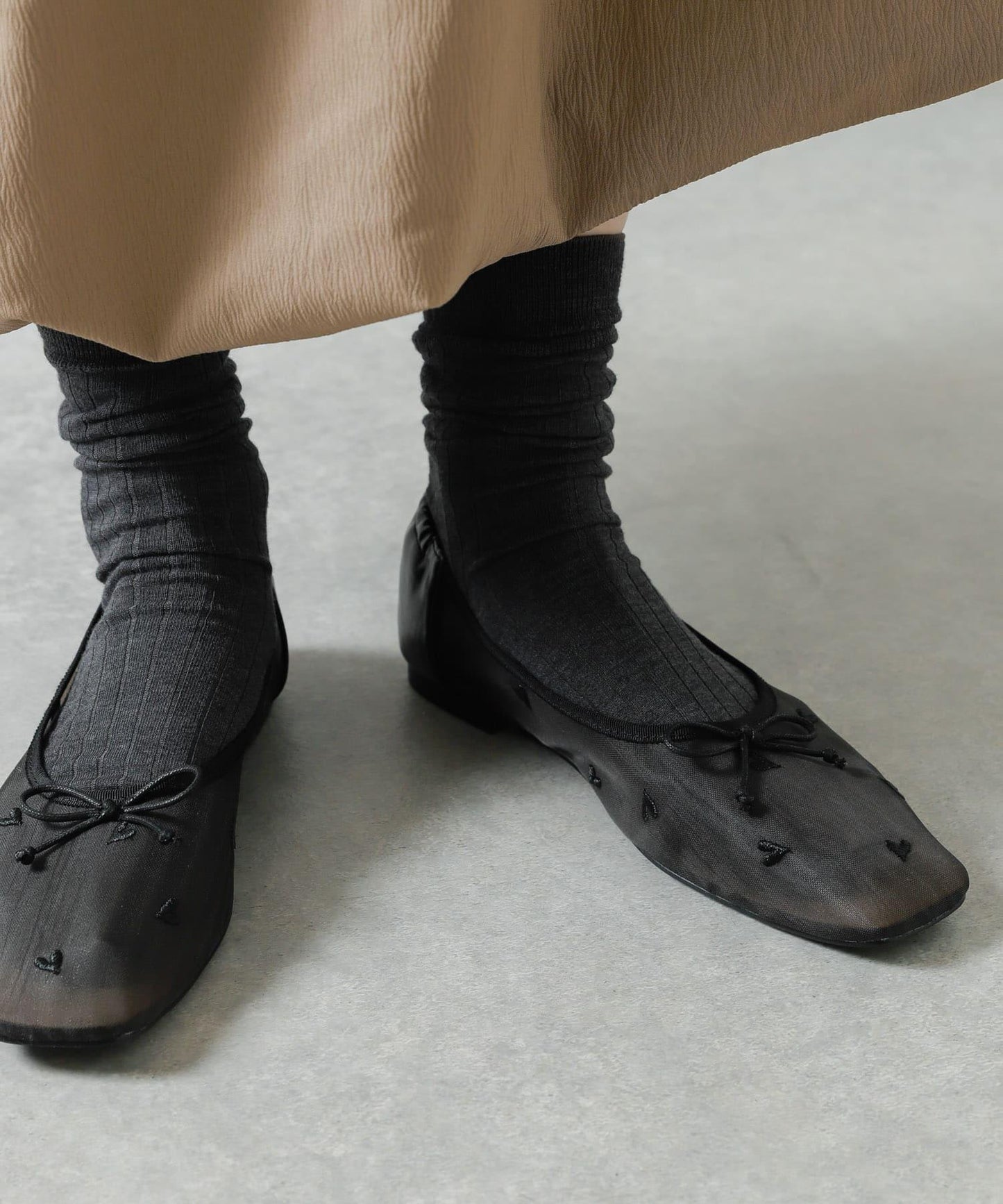 愛心網紗平底鞋