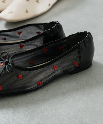愛心網紗平底鞋